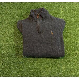 Ralph Lauren polo 1/4 zip mens small gray estate rebi pullover thick long sleeve